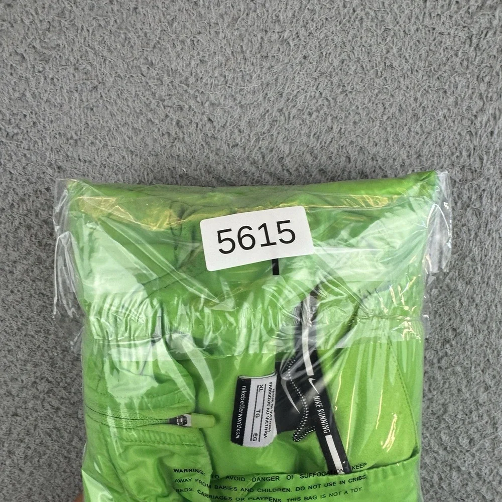 Nike Running Vest Mens XL Green Lightweight Insulated Polyfill Full Zip Pockets